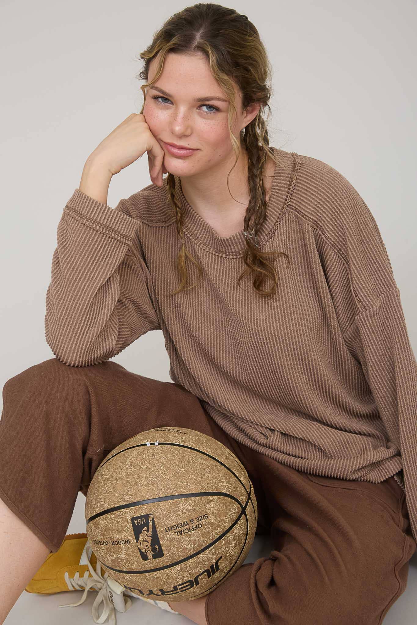 J.O.A - Wholesale Knit Top - Women's - CREW NECK RIBBED LONG SLEEVE KNIT TOP18