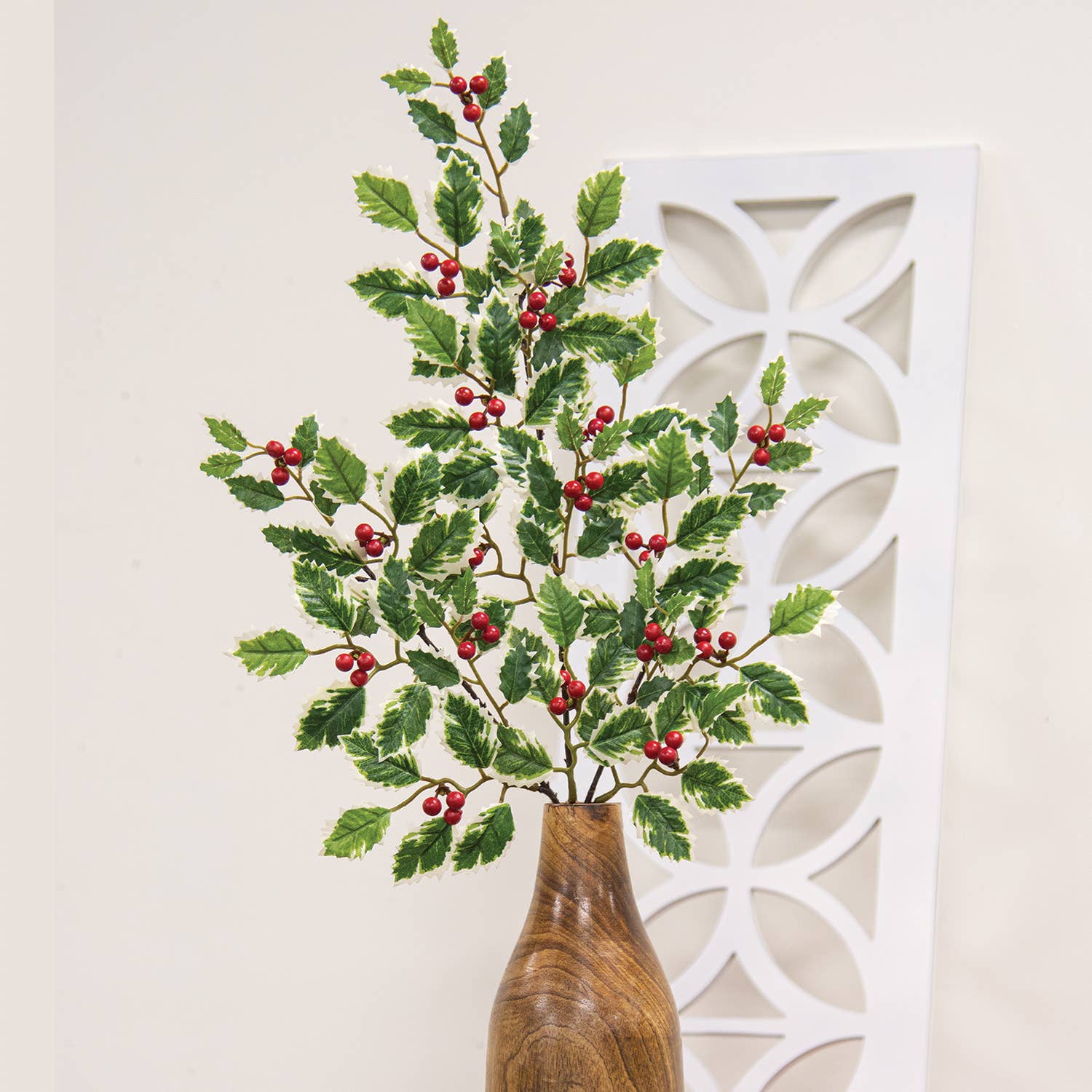 Saybrook Lane - Wholesale Artificial Flowers - Mini Holly Leaves & Berries Spray, 28"1