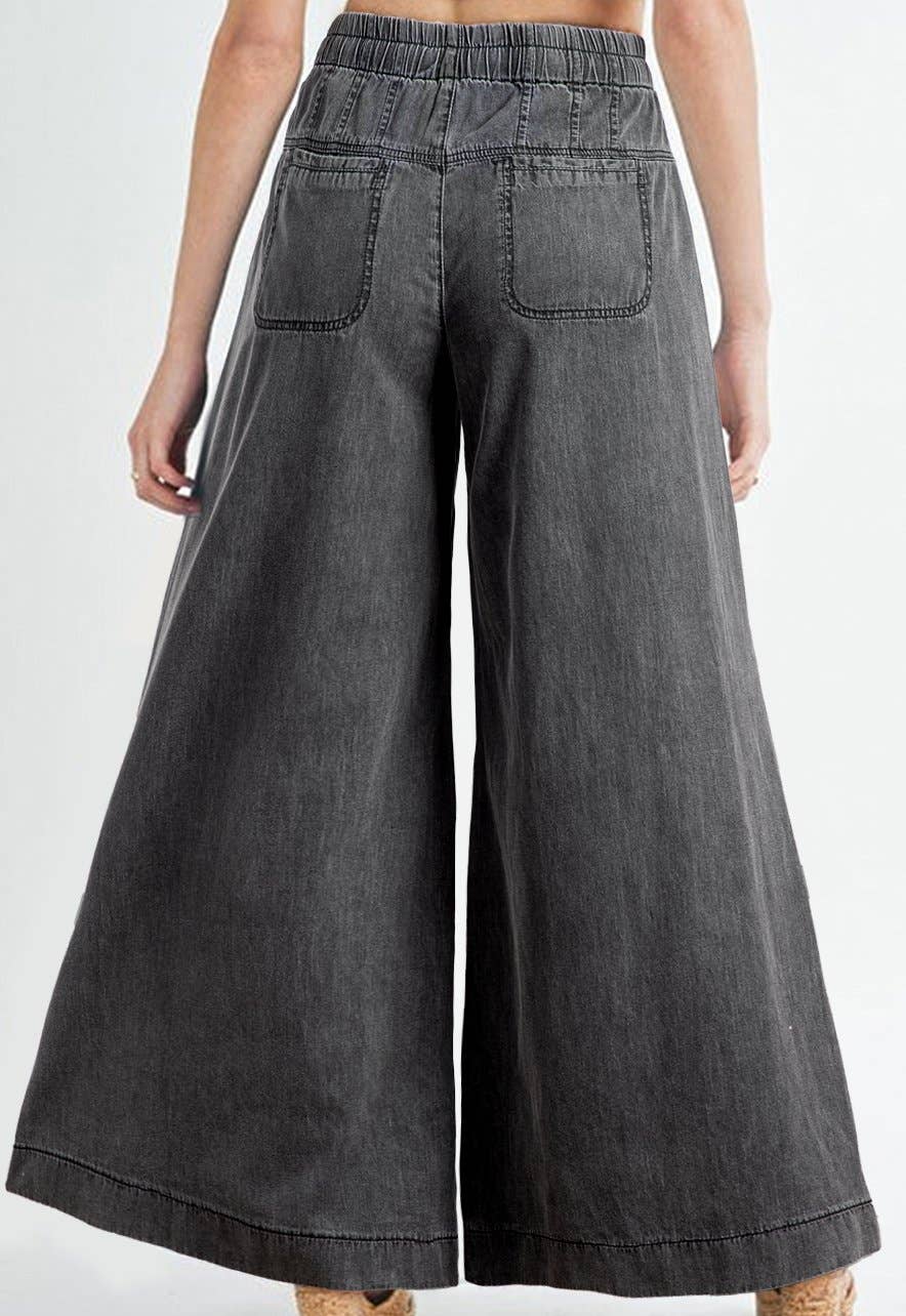 GRIS Jean large taille haute à boutons effet délavé minéral en vente sur Faire1