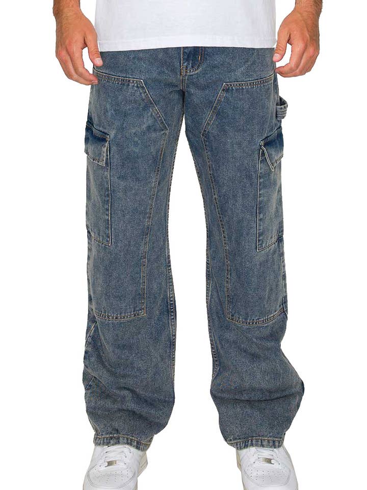 DL1573 Baggy Fit Cargo Carpenter Denim Jeans for wholesale by Victorious