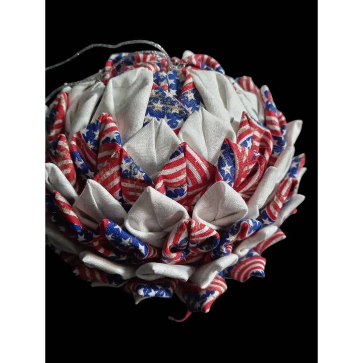 BLUE RIBBON ORNAMENTS – wholesale Ornament – American Flower Ball Ornament, Unique Xmas Decor, LXC882