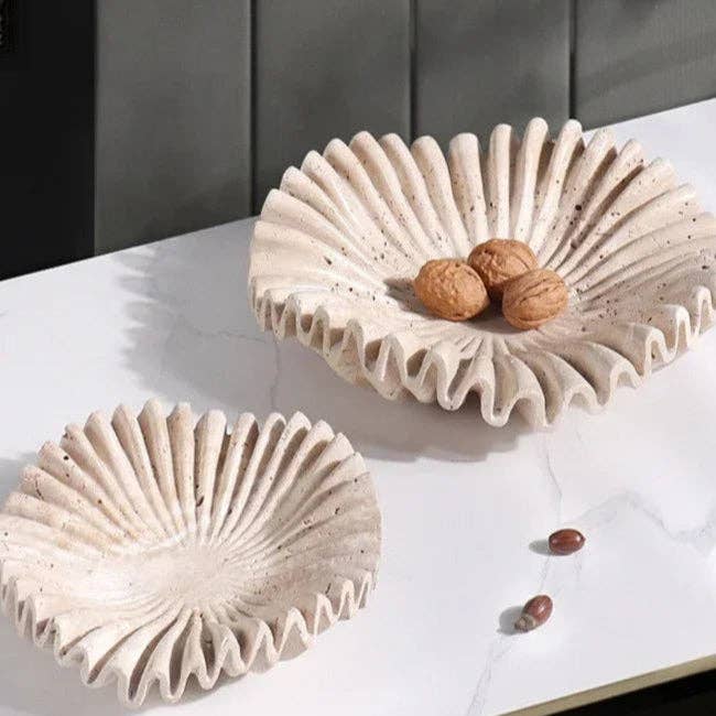 BRECK + FOX - Wholesale Decorative Plate/Dish/Bowl - Artisan Faux Travertine Centerpiece3