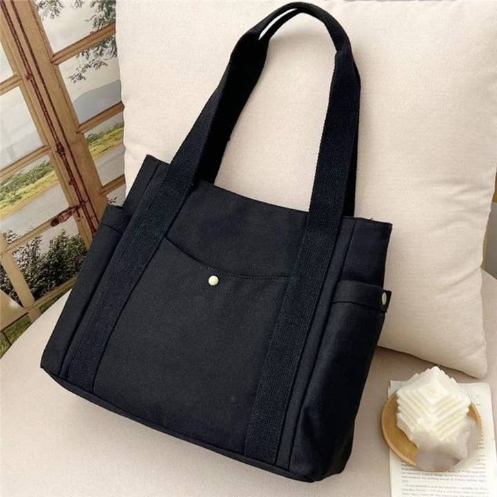 UZ Wholesale Store - Wholesale Tote Bag - Women's - Solid Color Canvas Shoulder Bag