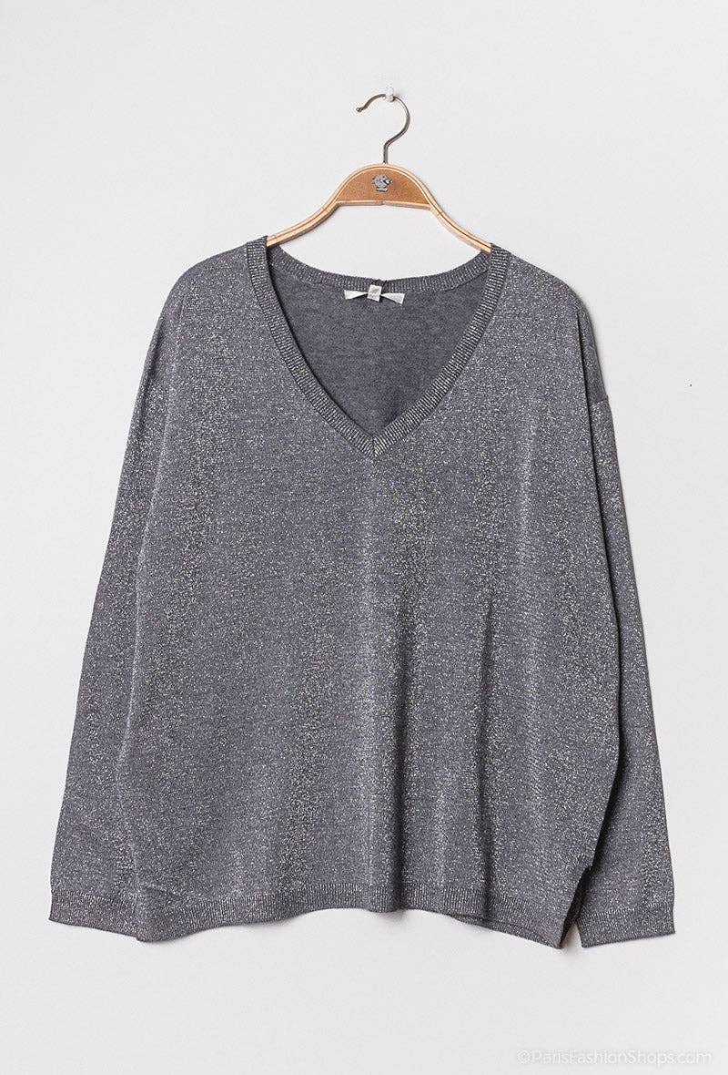 jw.atelier - Vente Pull en maille – femme - Pull lurex cachemire col V oversize14