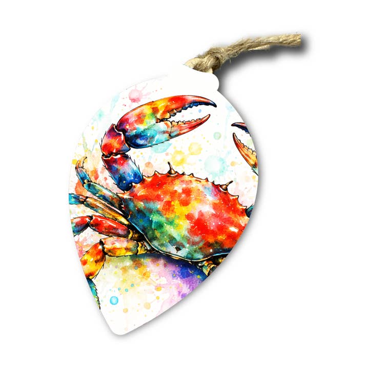 Wooden Watercolor Crab Puzzle Ornament – Coastal Gift for wholesale by The Product Barn