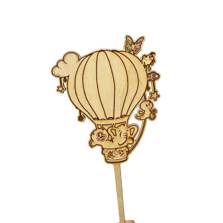 Harwill and Fox - Wholesale Cake/Cupcake Topper - Hot Air Balloon Jungle Animal Cake Topper
