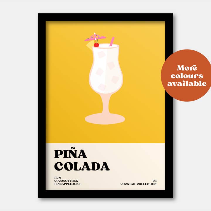 Pina Colada Cocktail Print for wholesale by Lauren Beth Designs