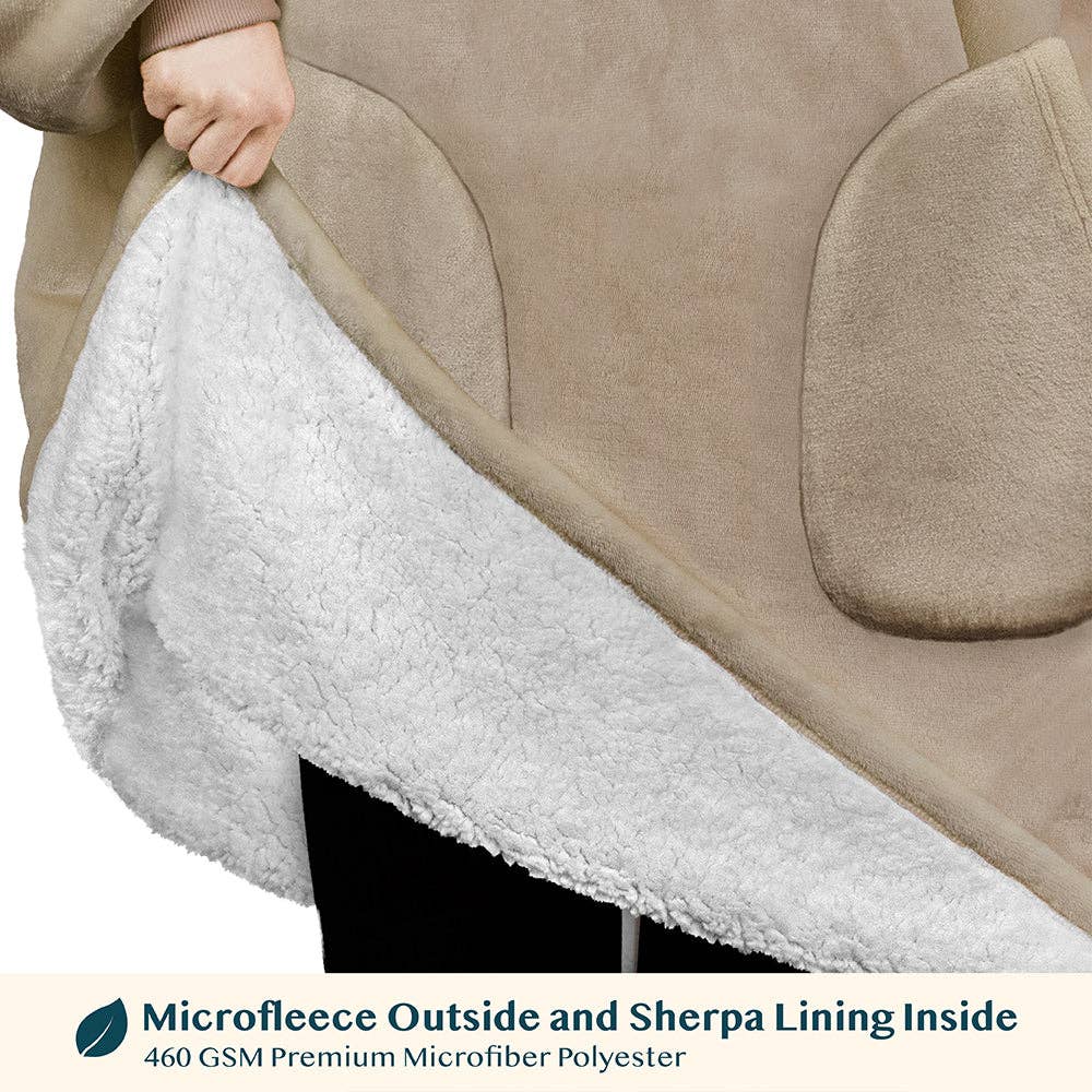 Pavilia - Wholesale Hoodie - Women's - Chest Pocket Sherpa Hoodie Blanket - Patch Pocket (Regular / Long)78