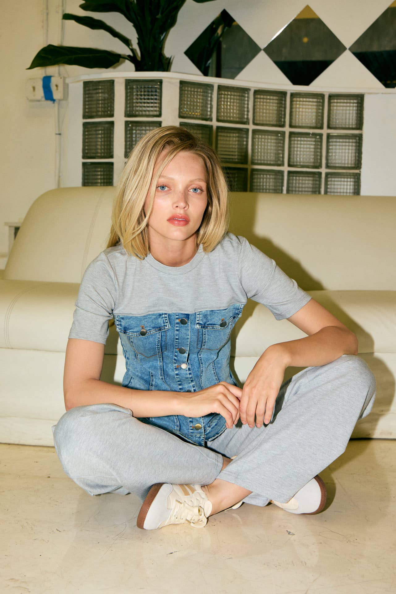 RIVIR - Wholesale Shirt - Women's - Mixed Media Denim T-shirt15