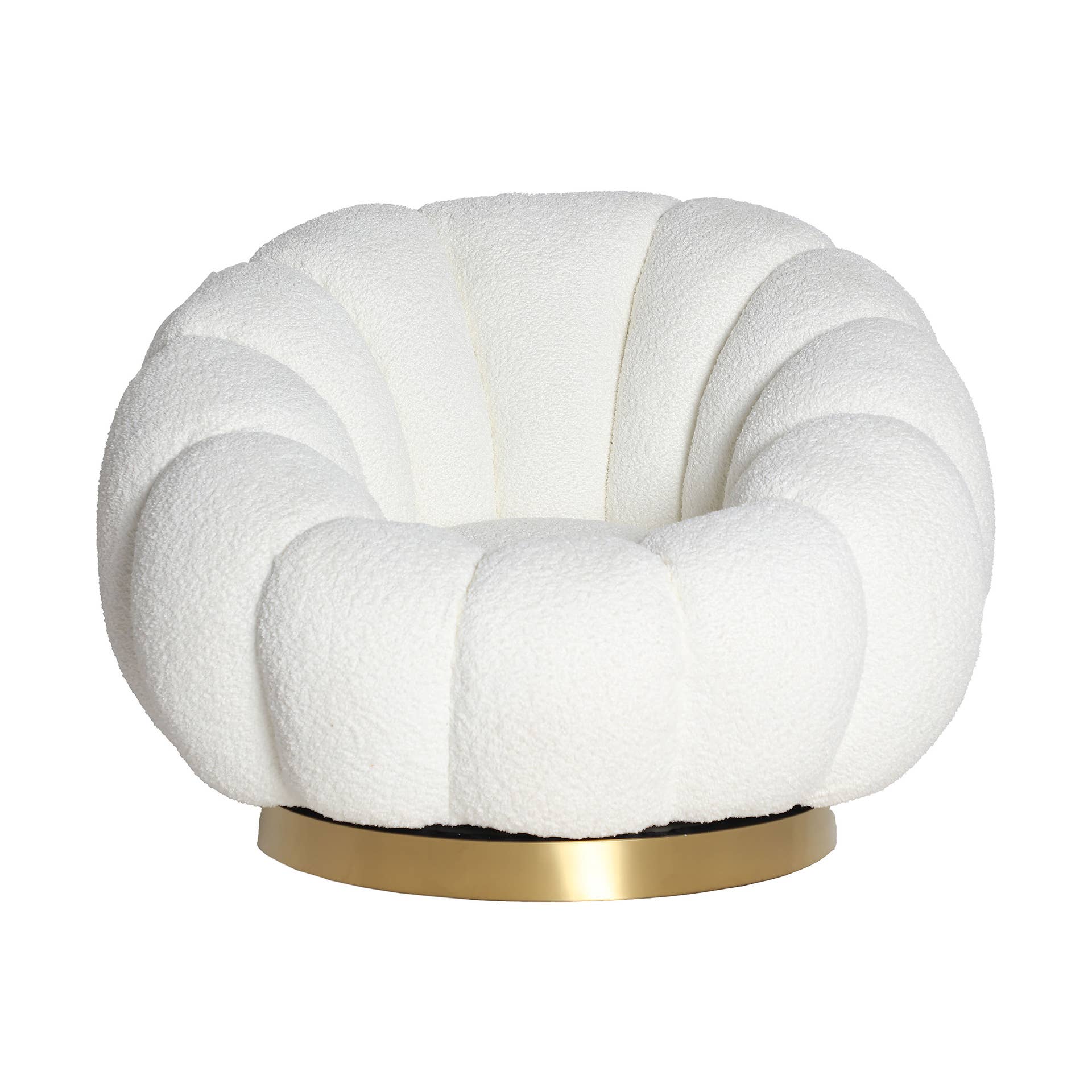 Kodu - Wholesale Chair - Bouclé cotton swivel armchair in white0