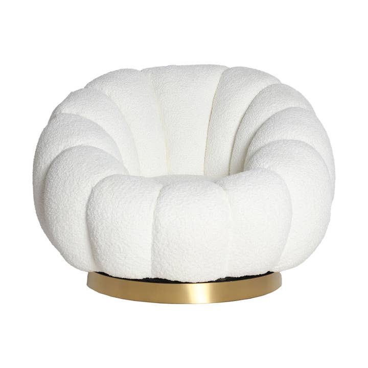 Kodu - Wholesale Chair - Bouclé cotton swivel armchair in white