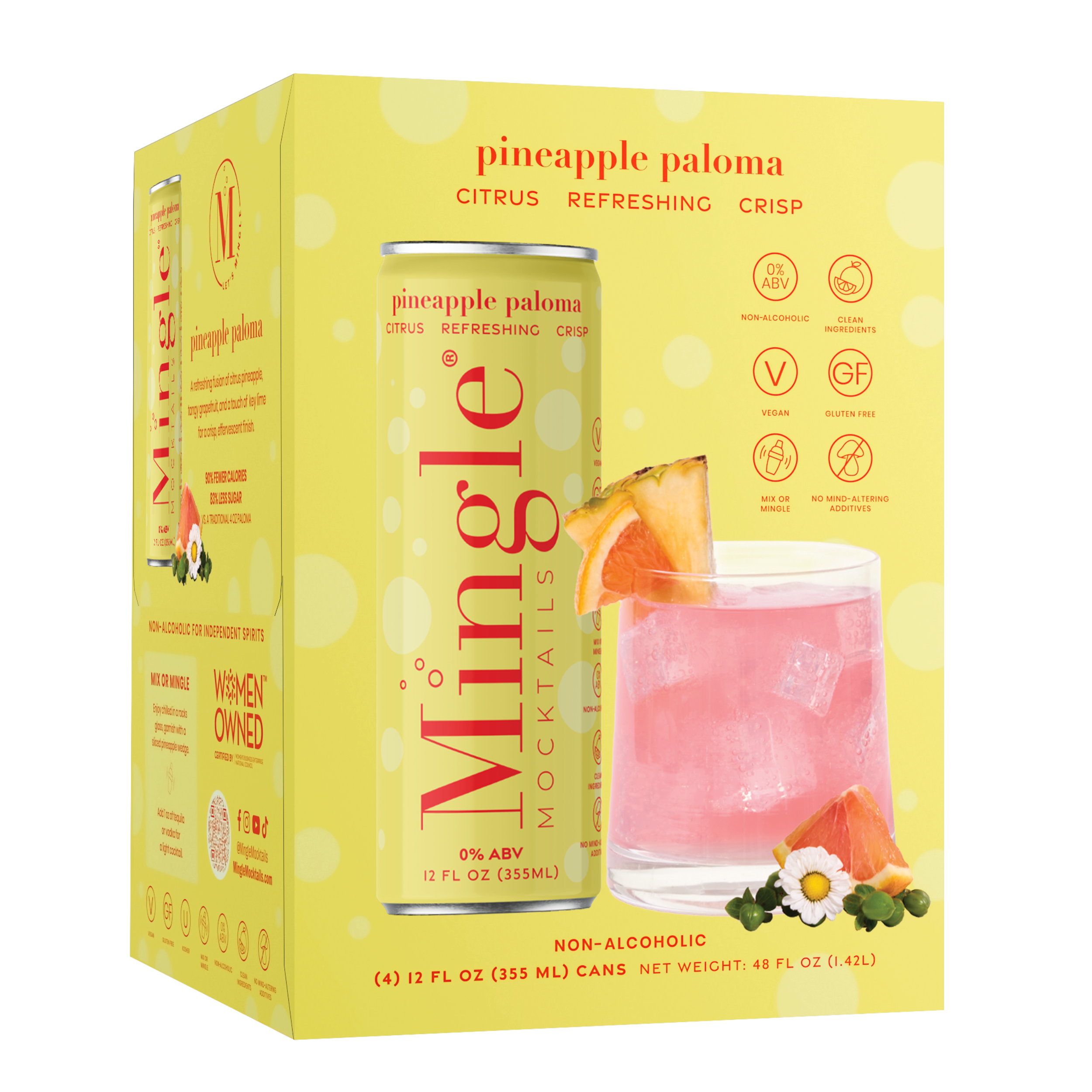 Mingle Mocktails - Wholesale Non-Alcoholic Aperitif/Mocktail - Pineapple Paloma Sparkling Mocktail (6 x 4pk)2