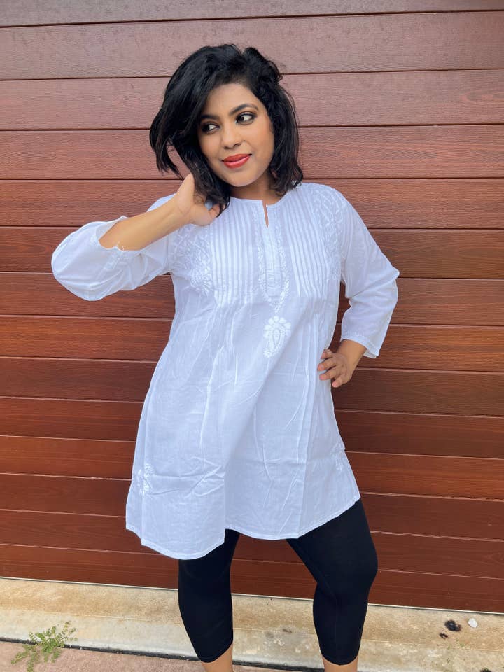 Pin-tuck White Short Shirt for wholesale by EeshaBoutique Australia