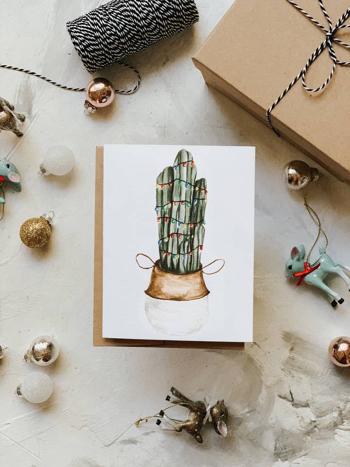 Carte de vœux Cactus de Noël pour la vente par MacaelaMade