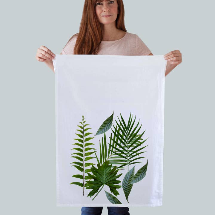 Palm & Leaf Kitchen Towel for wholesale by Red Bird’s House