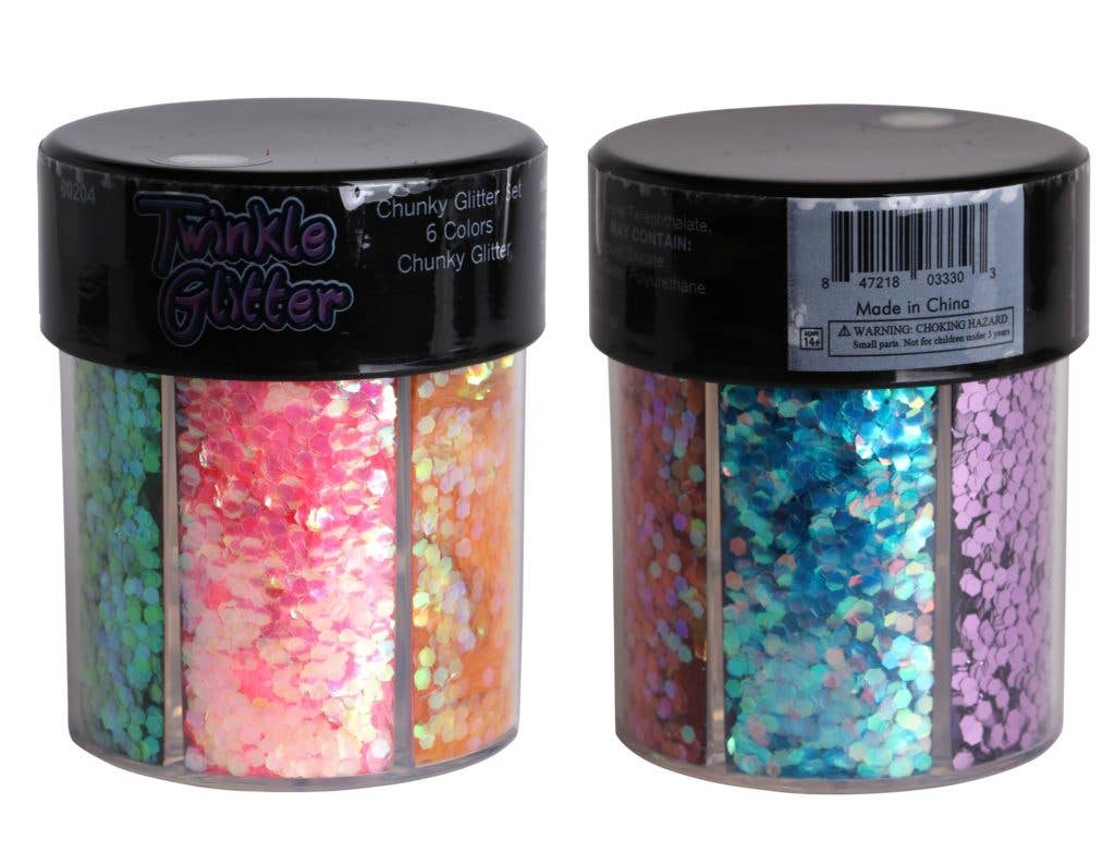Western Fashion - Wholesale Body Glitter/Shimmer - 80204 - chunky glitter oval bottle  1/12 - 6 colors2