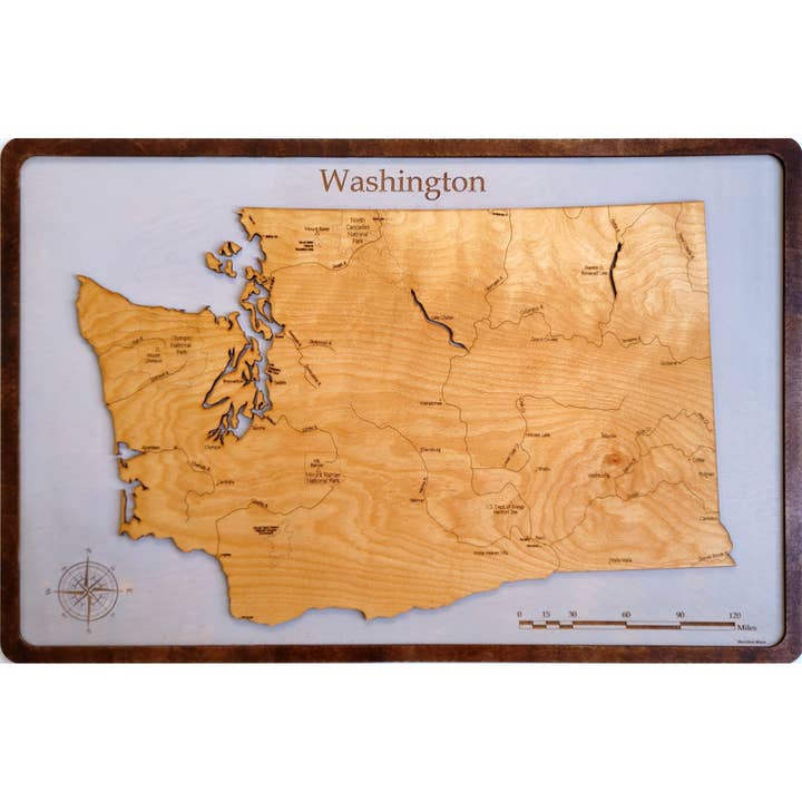 Washington Wood Map for wholesale by Meridian Maps