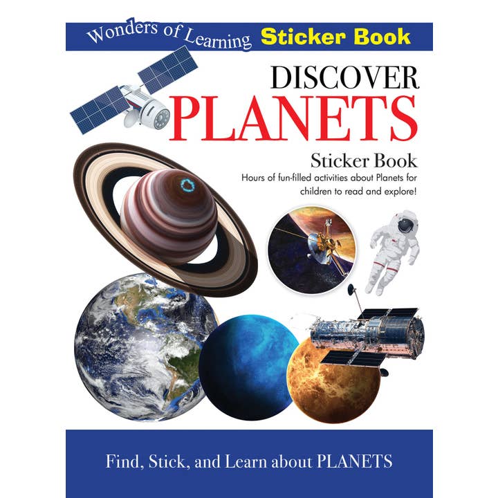 Libro de pegatinas Discover Planets: encuentra, pega y aprende para venta al por mayor de Robert Frederick Ltd
