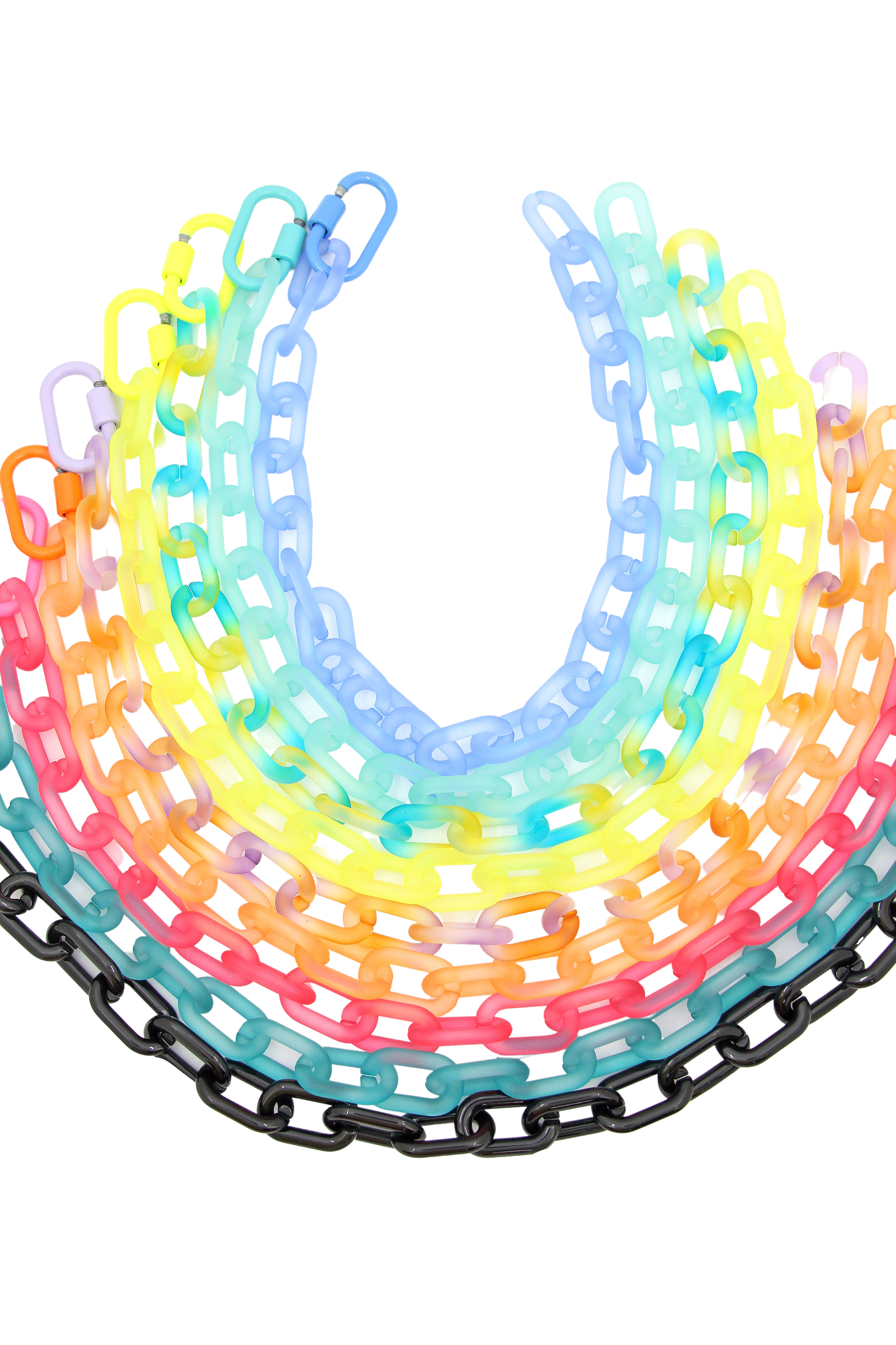 Woman Shops World – wholesale Link & chain necklace – Acrylic Snap Link Necklace w/ Enamel Carabiner Clasp5