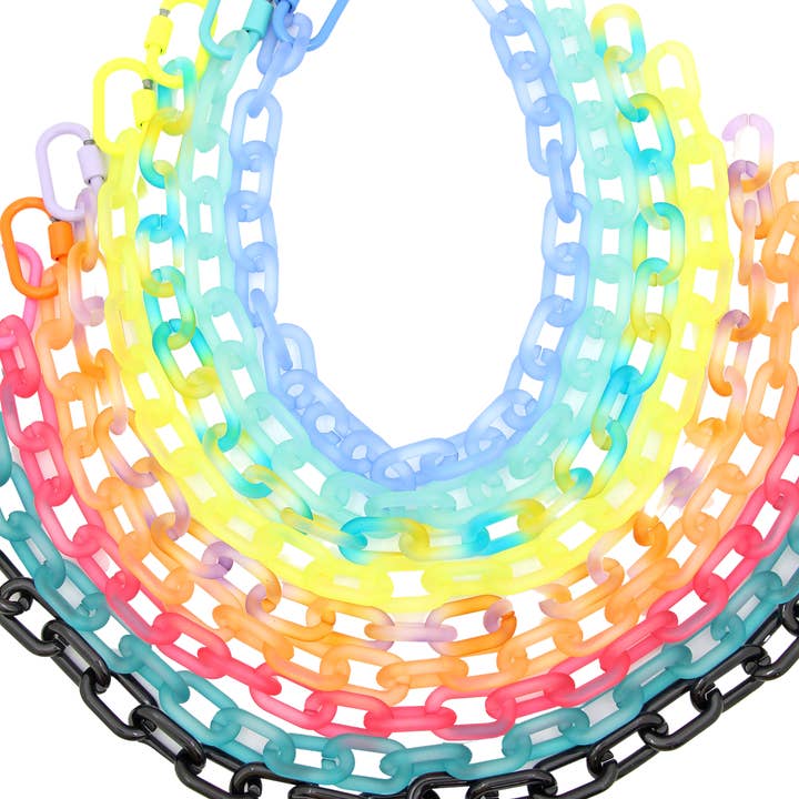 Woman Shops World - Wholesale Link & Chain Necklace - Acrylic Snap Link Necklace w/ Enamel Carabiner Clasp5