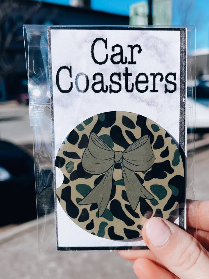 Camo Bow Car Coasters for wholesale by The Sassy Owl