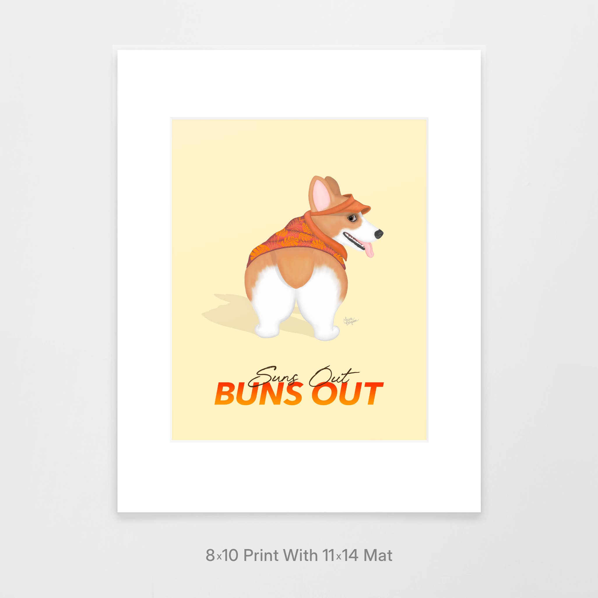 Laura Bergsma Studio - Wholesale Art Print - Corgi Dog Art Print, Suns Out Buns Out1