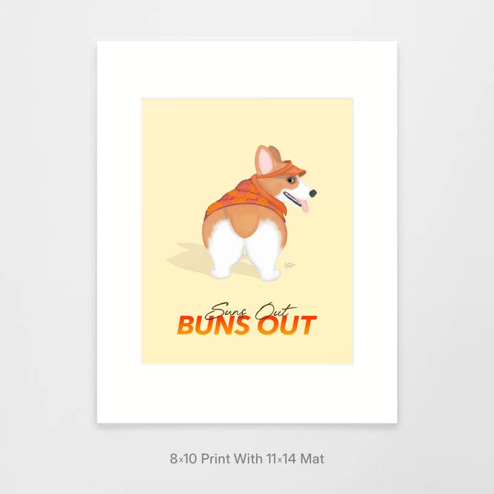 Laura Bergsma Studio - Wholesale Art Print - Corgi Dog Art Print, Suns Out Buns Out1