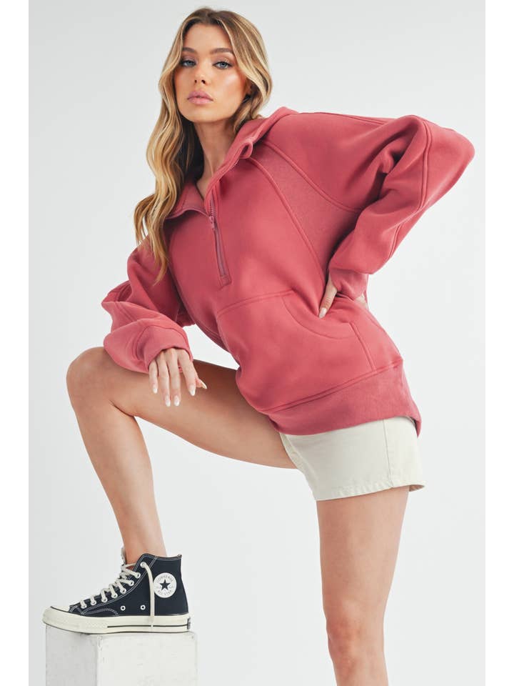 AEMI + CO - Venta al por mayor Sudadera con capucha - Mujer - Sudadera con media cremallera larga 990DK Drea60