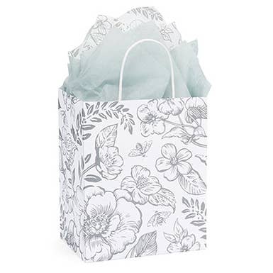 Nashville Wraps - Wholesale Gift Bag - Timeless Floral Gray Gift Bags