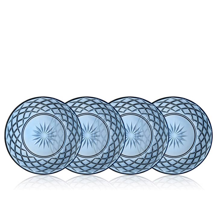 Lyngby Glass - Glass plate Sorrento 21 cm 4 pcs Blue for wholesale by Forma House