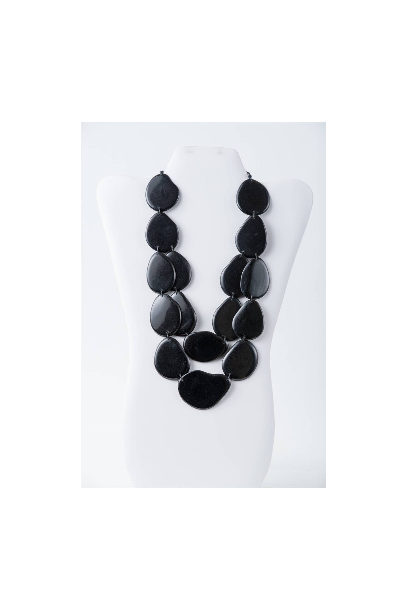 TaguArtsy – wholesale Bib necklace – Amoya Two stranded long Organic Tagua Nut Necklace ONLY2