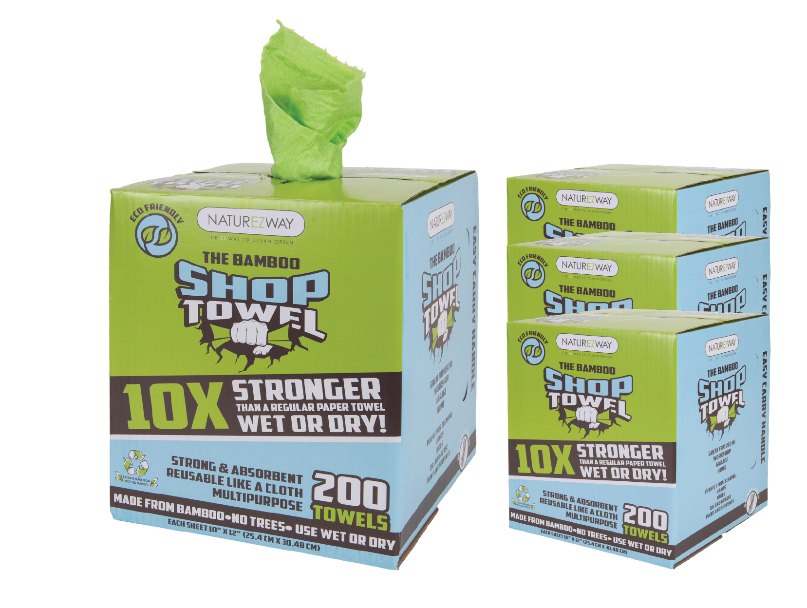 NatureZway - Wholesale Paper Towels - Bamboo Strong Shop Towels | 200 Sheets/Box | 4 Boxes2
