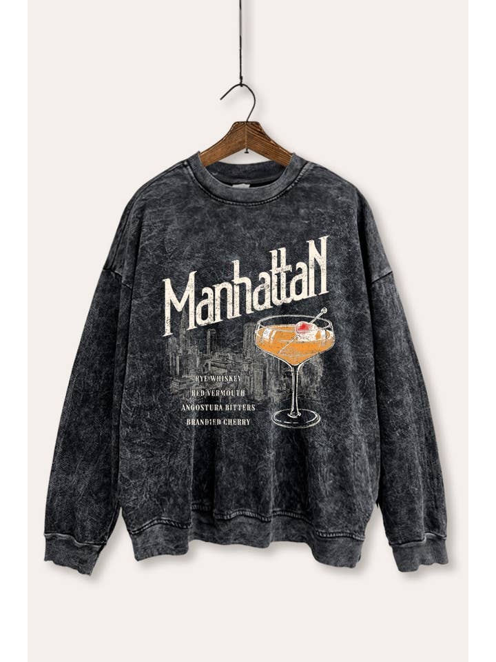 SUDADERA GRÁFICA LAVADA MINERAL MANHATTAN COCKTAIL para venta al por mayor de PINK NABI