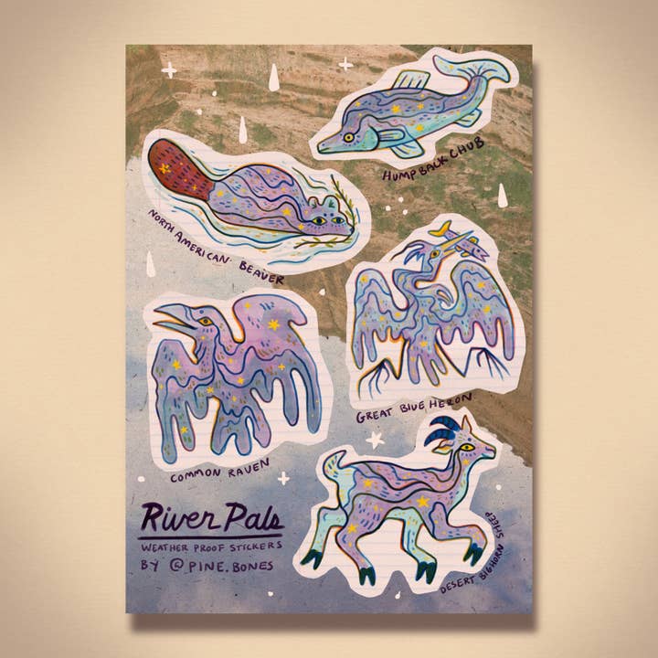 River Pals - Durable & Weatherproof Sticker Sheet for wholesale by Pine Bones
