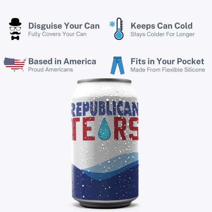 Beersy - Wholesale Drink Huggers & Koozies - Republican Tears Silicone Can Cooler, Koozie, Can Holder