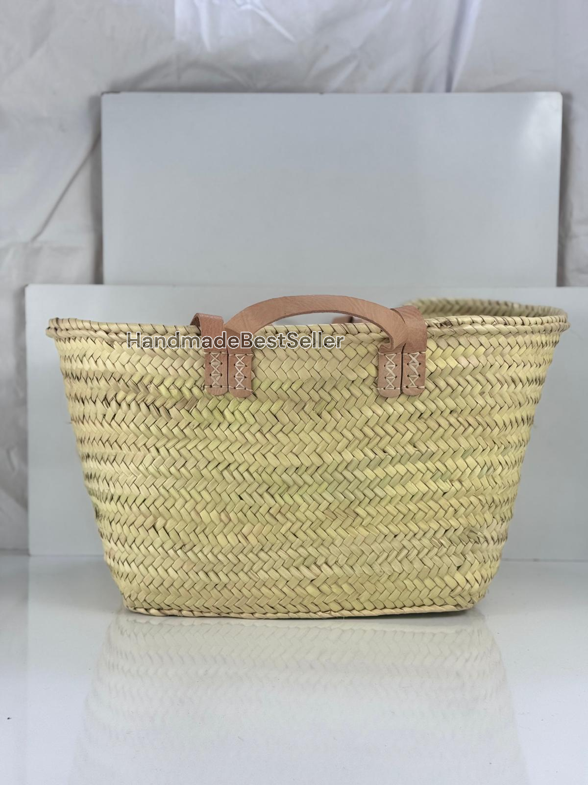 HandmadeBestSeller - Wholesale Basket - Handmade Square Straw Basket with Leather Handles2