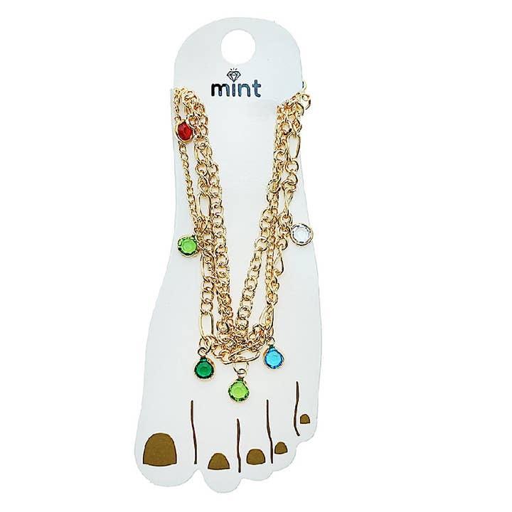 Gemstone Chain Anklet for wholesale by Atlas Fashion