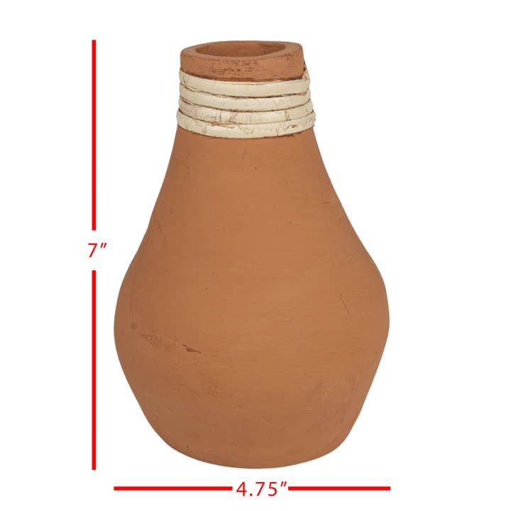 Foreside Home & Garden - Wholesale Vase - SALE - Mesa Top Wrapped Terracotta & Cane Bud Vase