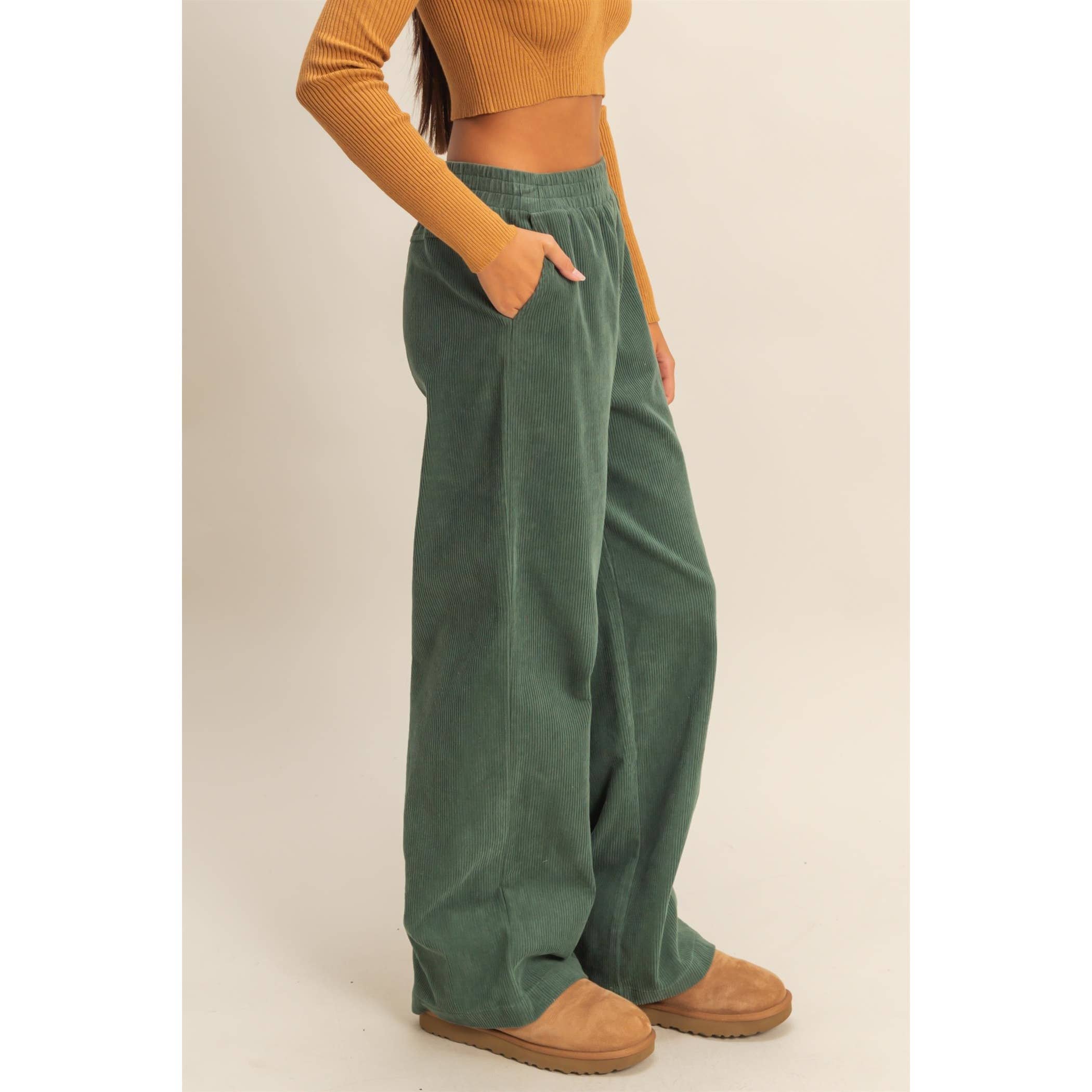 Double Zero - Wholesale Pants - Women's - Corduroy High-Waisted Wide Leg Pants5