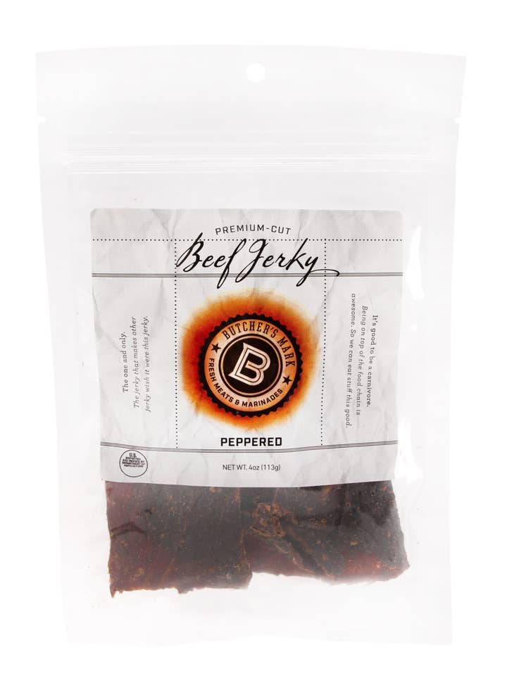 Butcher's Mark Peppered Beef Jerky 4oz for wholesale by Butcher's Mark