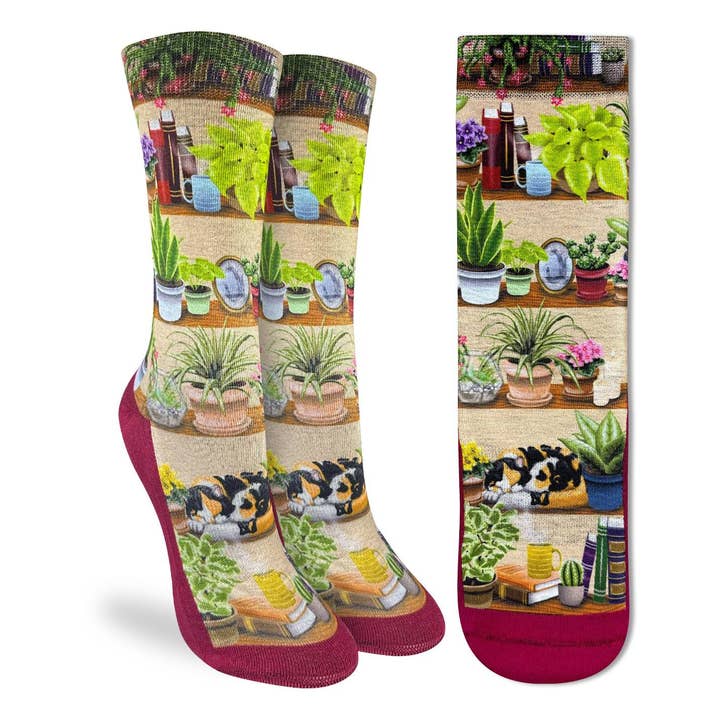 Good Luck Sock - Wholesale Socks - Women's - Women's Bookshelf of Plants Socks