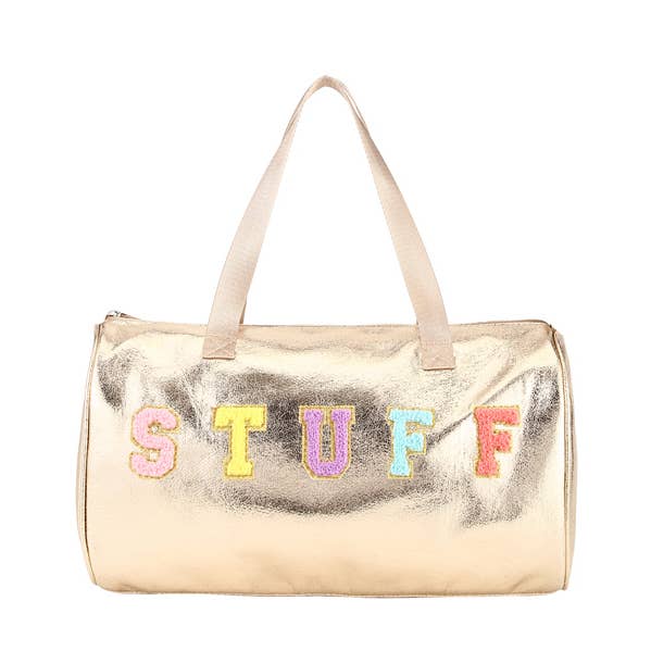 Ladies Patent Leather STUFF Themed Satchel Handbag for wholesale by Nima Accessories Inc