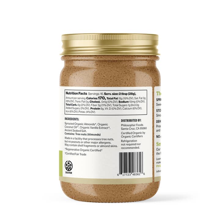 Philosopher Foods - Wholesale Nut Butter - Creamy Alchemy Sprouted Almond Butter 16oz2