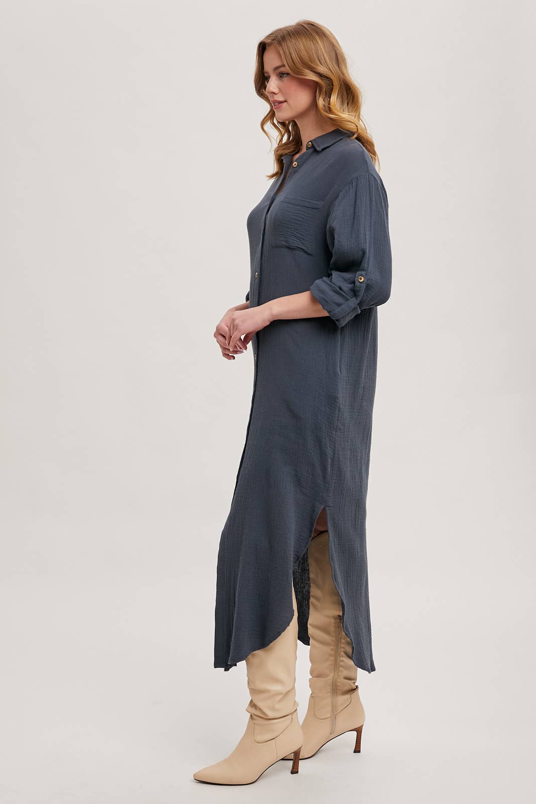 Bluivy - Wholesale Dress - Women's - BUTTON UP MAXI SHIRT DRESS WITH POCKET37