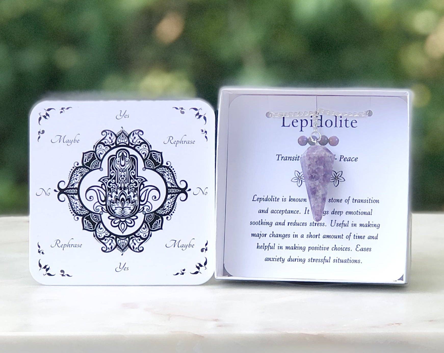 Mindful Intentions® - Wholesale Meditation Supplies - Lepidolite Pendulum with Pendulum Board & Instructions4