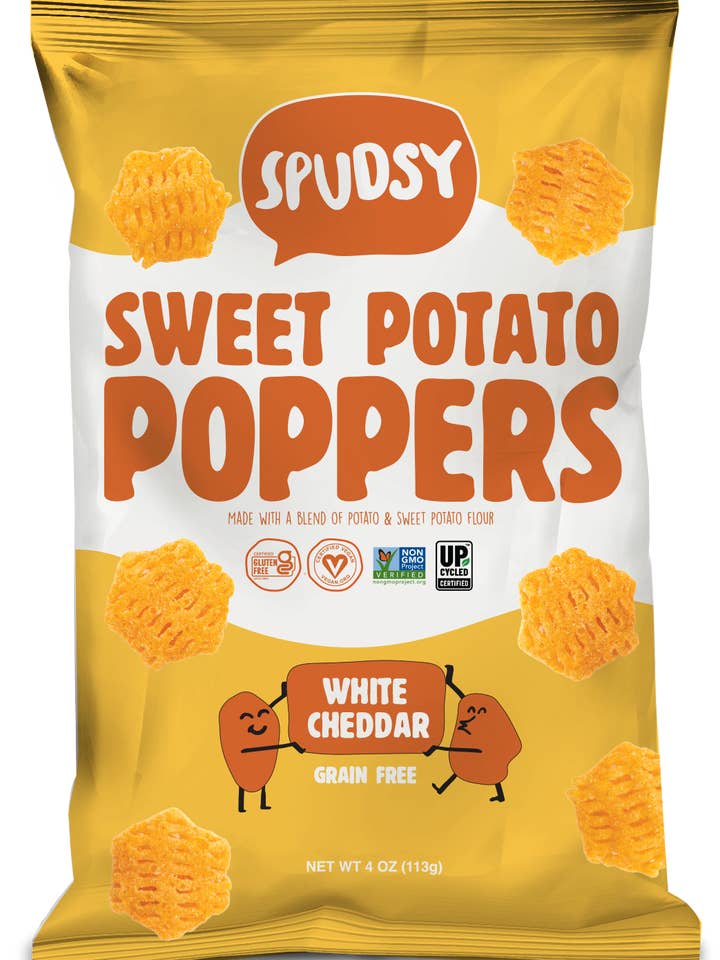 White Cheddar Sweet Potato Poppers (4oz / 9ct) for wholesale by Spudsy