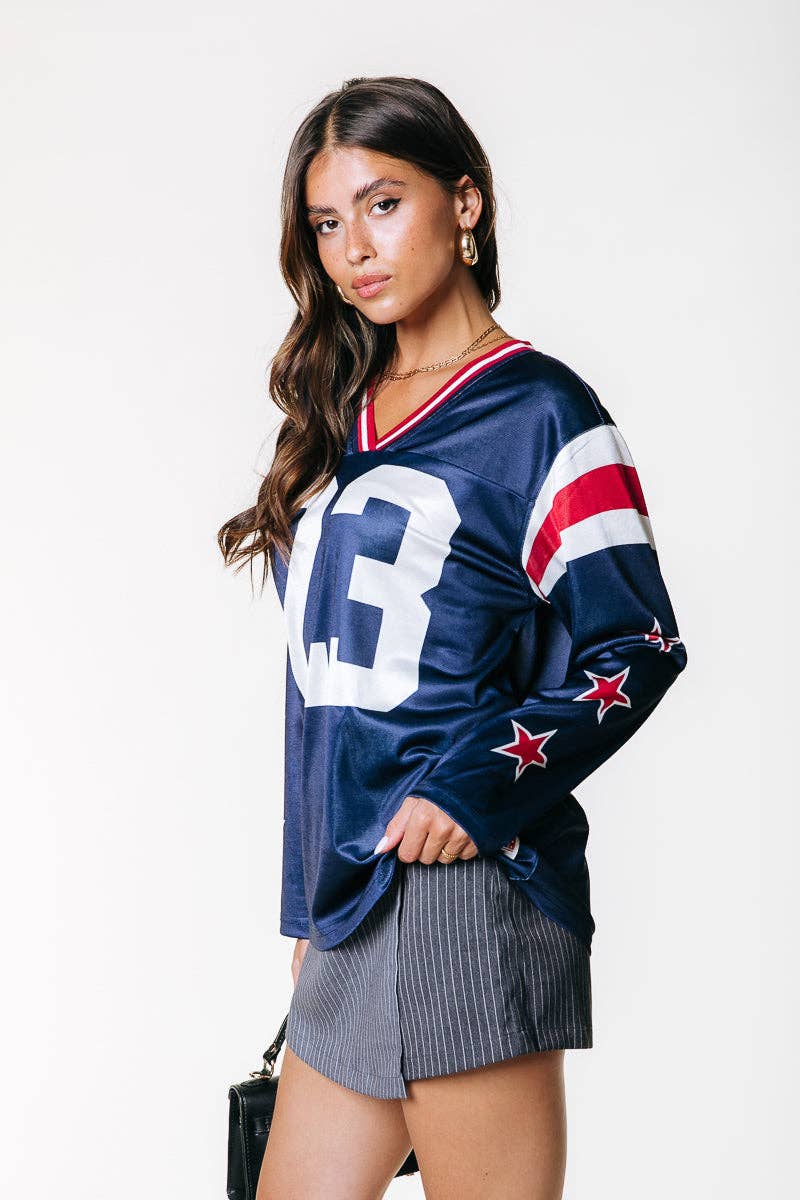 Bleu canal T-shirt de football Kayla | Bleu canal en vente sur Faire4