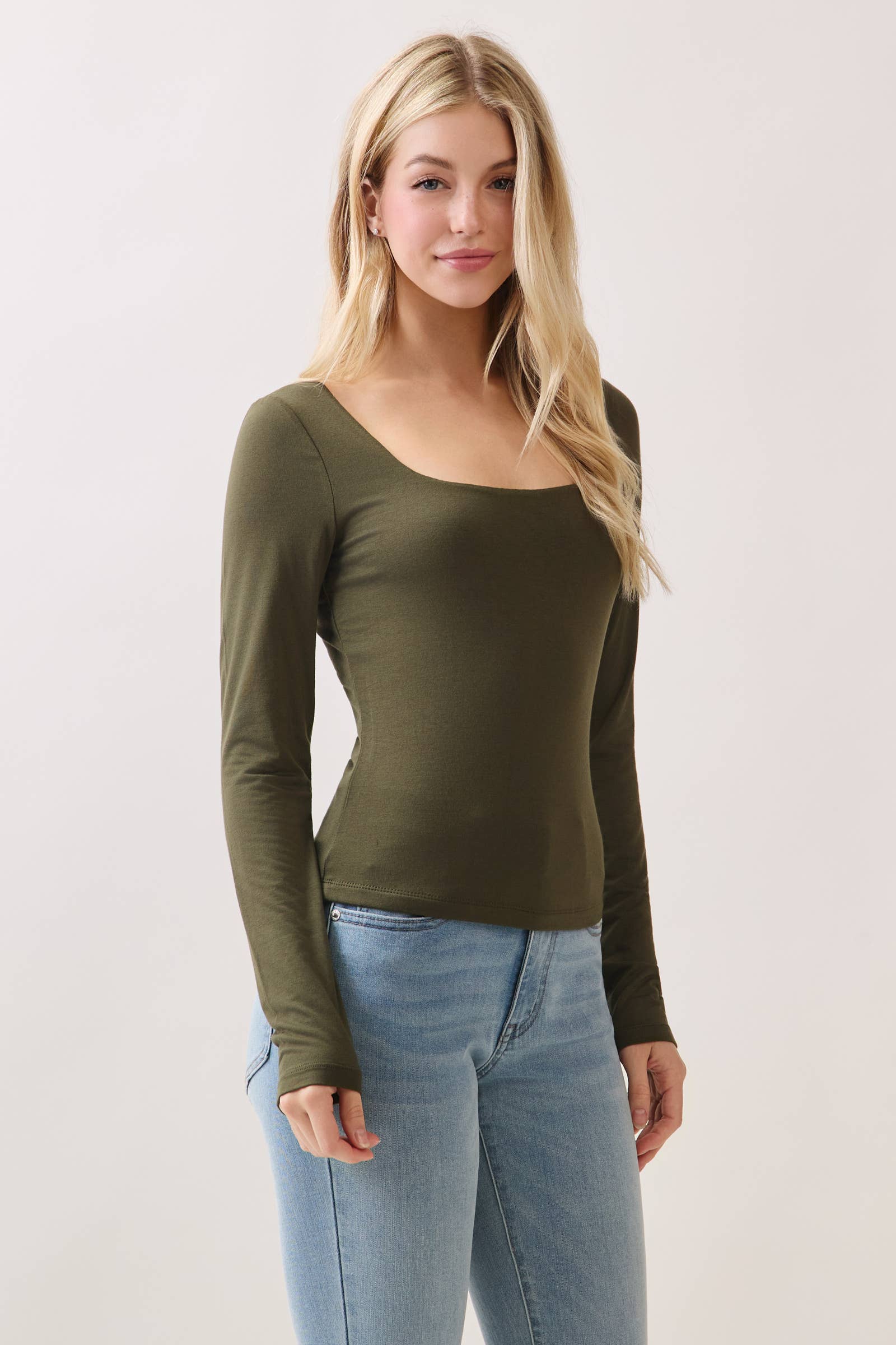 Final Touch - Wholesale Knit Top - Women's - Double Layer Square Neck Long Sleeve Top - VT1710921