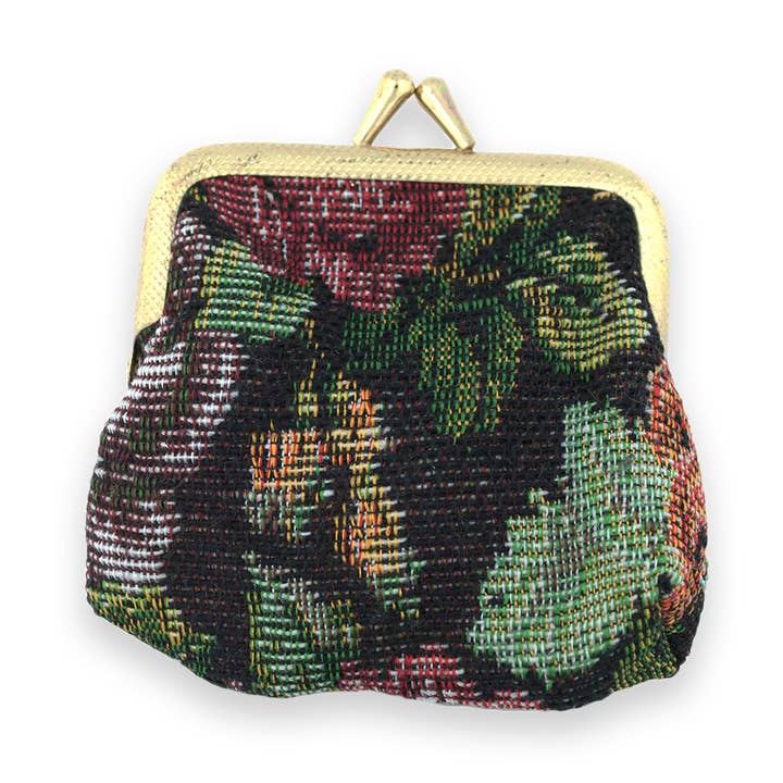 Village Gift Importers - Wholesale Pouch - Unisex - Brocade Rosary Pouch with Rose Design0
