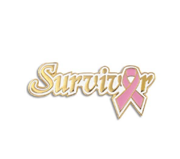 SILVER MOON BAY - Wholesale Lapel Pin/Button - Pink Ribbon Survivor/Supporter Enamel Pins Breast Cancer Awa0